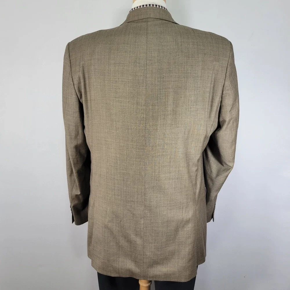Calvin Klein Men's Sport Coat Blazer Three Button Brown Shark Skin Wool Size 42L